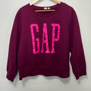 Gap Crewneck‎ Graphic Pullover Size XL Maroon with Pink Lettering